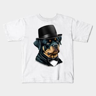 Rottweiler Funny Top Hat Kids T-Shirt